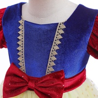 Robe en velours crochetée pour filles avec manches bouffantes élégantes, robe de princesse Blanche-Neige, robe en maille Lolita pour enfants, mélange de coton