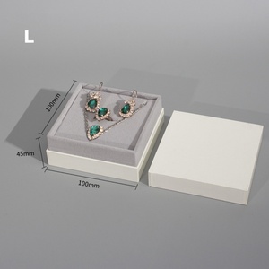 Square White Lid and Base Jewelry <b>Gift</b> <b>Box</b> Jewelry Storage Display <b>Gift</b> <b>Box</b> Set Velvet Lining White Organizer with Paper Bag - Product Image 6