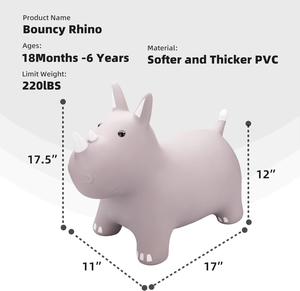 Jouets rebondissants pour enfants de haute qualité, en forme de rhinocéros, pour l'extérieur, avec service de personnalisation des couleurs et des matériaux, jouets animaux de la ferme - Product Image 2