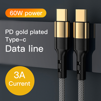 Nuevo producto chapado en oro PD 60W Super Cable de carga 3.3ft Tipo-C Cargador para SAMSUNG Nylon Usb C Línea de datos para Samsung Laptop