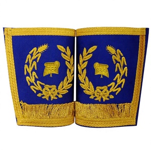 BAHOO EMBROIDERS Gants de cérémonie maçonniques de Grand Rang pour le Registreur - Bordures dorées brodées à la main avec soin - Product Image 1