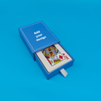 Cartes à jouer au poker personnalisées avec tiroir de rangement bleu imprimé à l'avant et à l'arrière des deux côtés Carte à jouer durable