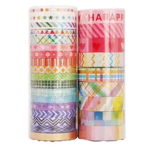 New 2024 Products Custom printed assorted design Waterproof diy supplies stationery wholesale masking tape colored Washi film paper adhesive tape jumbo roll