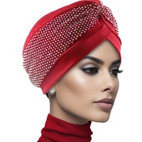 5 Colores, Gorros Turbantes de Estilo Étnico con Borde de Esponja, Pañuelos para la Cabeza con Incrustaciones de Diamantes de Imitación, Estilo Indio y Africano