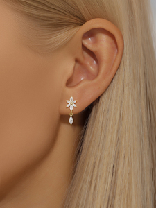 ต่างหูเงินแท้ 925 ประดับพู่และเพชรซิคอน สำหรับสาวๆ สวมใส่ได้ทุกวัน - Product Image 4