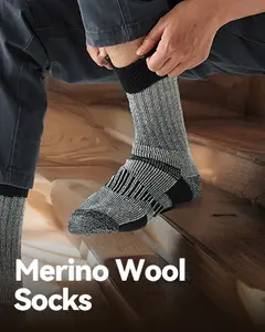 Merino kaus kaki wol untuk pria dan wanita, sandal wol termal hangat gaya Korea Lon Alpaca, kaus kaki lebih panjang, bot Hiking 3 pasang