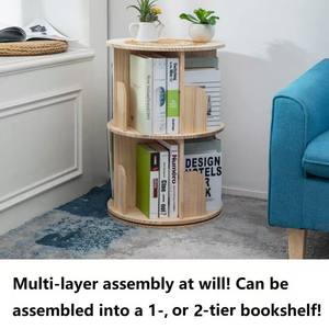 Estantería giratoria minimalista moderna de madera maciza, 3 niveles, 25,3 pulgadas de alto, color natural, estante de almacenamiento multiusos para sala de estar y dormitorio - Product Image 5