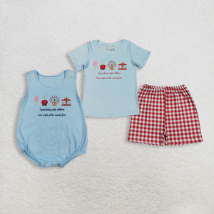 Conjunto de Ropa Casual para Niños, Moda Nueva, Camiseta de Manga Corta con Estampado de Letras, Pantalones Cortos a Cuadros, Atuendo de Verano para Niños Pequeños - Product Image 1