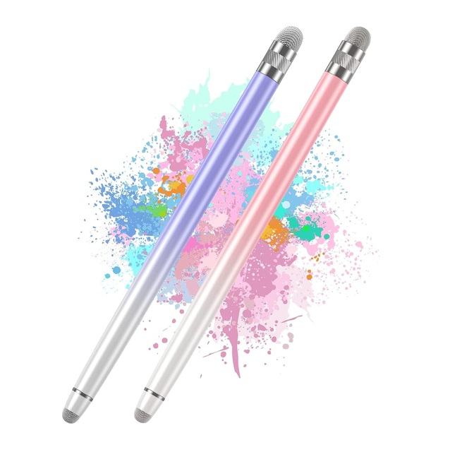 Dual High Precision Metal Mesh Fiber Tips Universal Touch Pen Stylus for Apple iPhone iPad Android Samsung Tablet Other Phones