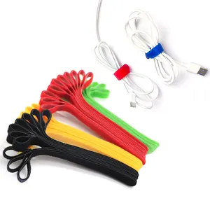 Dasi Kabel Hook And Loop Nilon Warna-warni dengan Logo Cetak Kustom Ukuran Warna Nilon Hook And Loop Cable Tie