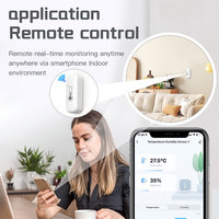 Sensor Kelembaban Suhu WiFi Sensor kehidupan cerdas dalam ruangan Sensor higrometer termostat bekerja dengan Alexa Google