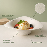 Tazón de Helado Compostable de Bagazo de Caña de Azúcar, Tazón Ovalado Ecológico Desechable para Postres, para Fiestas, Picnics, Cafés, Comida para Llevar, Alimentos Congelados