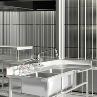 Évier double en acier inoxydable pour cuisine commerciale avec design moderne et taille personnalisée pour restaurants et hôtels