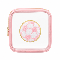 Ensemble de sacs transparents rose pour le football avec patch en chenille, sac bandoulière transparent, pochette de poignet, sac de voyage transparent approuvé pour les stades et les jours de match