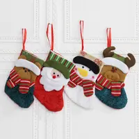 Kids Mini Cheap Cartoon Christmas Hanging Stockings Small Christmas Tree Decoration Ornaments Candy Stocking