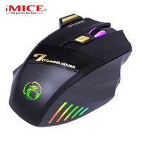 IMICE GW-X7 Double-clic gratuit 2.4G Btooth silencieux Rechargeable éblouissant lumière respiratoire souris de jeu sans fil 7 touches