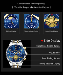 Montre homme POEDAGAR 939 de luxe, originale, étanche, chronographe lumineux, montre-bracelet homme en acier inoxydable, quartz, montres pour homme, Reloj - Product Image 6