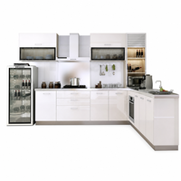 Set Kabinet Dapur Kayu Solid Modern Lapis Lacquer Grosir untuk Villa, Pengiriman Cepat, Ukuran Kustom, Perlengkapan Soft Close, OEM ODM, Grosir
