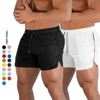 Nouveaux shorts de sport pour hommes avec logo OEM, taille élastique, 2 pièces, séchage rapide, entraînement athlétique, shorts de sport pour hommes, shorts de gym