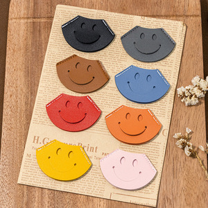 Custom Cute Smiling Face PU Leather Book Mark Gift Idea Promotional Gifts