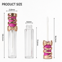 Gloss à lèvres naturel anti-adhésif pour fêtes, marque privée, avec tubes dorés à rayures rondes et nœud papillon