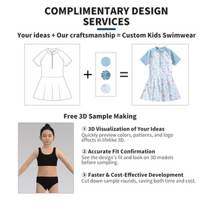 Traje de Baño de Manga Corta para Niñas, Protección UV UPF 50+, Estampado de Mariposas, Traje de Baño de Una Pieza para Niños, Playa y <span class=keywords><strong>Piscina</strong></span> - Product Image 4