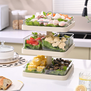 Nuevo soporte giratorio para platos de olla caliente multicapa, estante de almacenamiento de cocina, compartimento de plástico de Metal para limpieza de vajilla, estante de alimentos - Product Image 2