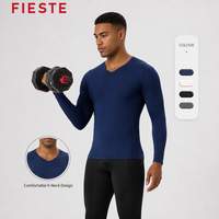 T-shirt de sport respirant en polyester et élasthanne, sous-vêtement de compression à manches longues pour homme