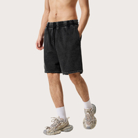 Shorts de survêtement amples pour hommes, style vintage américain, avec logo personnalisé, lavage délavé, cordon de serrage, longueur genou, vente en gros