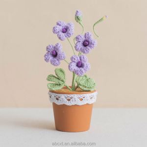 Decoración para Auto, Flor de Fresia Tejida a Mano, Planta en Maceta de Crochet Hecha a Mano - Product Image 5