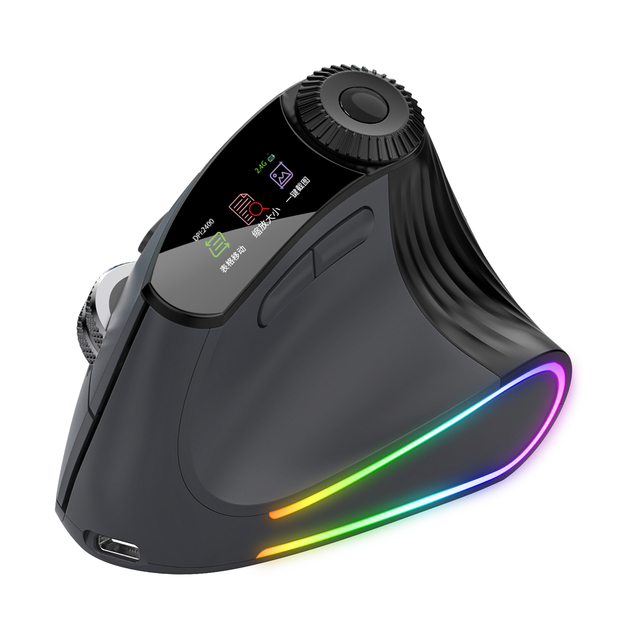 Wireless Vertical Mouse with Display,4800DPI Rechargeable 9 Buttons Ergonomic Mouse Speed Roller Mouse for Computer Laptop