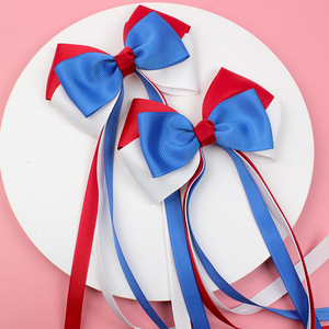 Ritorno <span class=keywords><strong>a</strong></span> scuola Mardi Gras fiocchi oro viola e fiocchi verdi per bambini accessori per capelli con nastro - Product Image 3