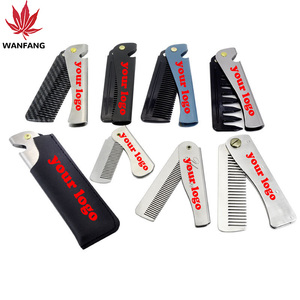 Tùy Chỉnh Chuyên Nghiệp Salon Cắt Tóc Tạo Kiểu Tóc Rộng Người Đàn Ông Răng Kiểu Tóc Túi Đầu Tóc Lược Thép Không Gỉ Có Thể Gập Lại Dầu Lược - Product Image 1