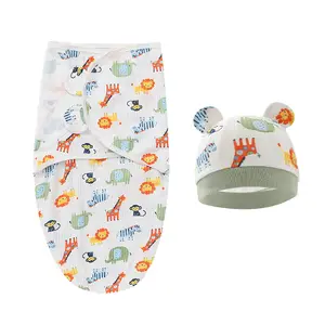 Baumwolle Baby Decke Hut Set Easy Baby Wickel Wrap Verstellbare Baby Baby Wrap Neugeborene Schlafsack Decke