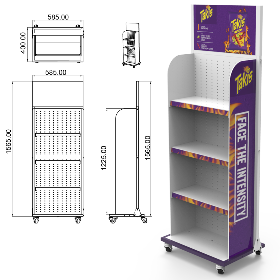 Apache Customized Metal Potato Chip Snack Board Layer Movable Single-sided Display Rack for Stores and Supermarkets — view 2