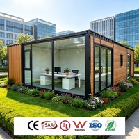 Bureau conteneur modulaire démontable avec mur en verre à rupture de pont thermique en aluminium et certification électrique locale pour usage commercial