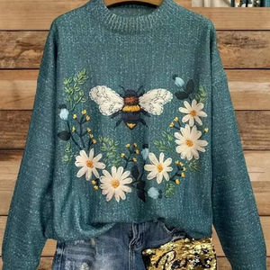 Maglione Invernale Casual Caldo con Stampa 3D di Fiori e Api, Vendita Calda 2025 - Product Image 1