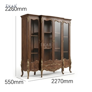 Vitrina de biblioteca con frente de cristal estilo Versalles |   Librería Clásica Francesa de Madera Maciza de Lujo - EKAR - Product Image 6