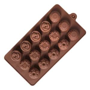 Moule à chocolat en silicone antiadhésif en forme de rose à 15 cavités, sans BPA, certifié LFGB, fabriqué par MUYULINS - Product Image 1