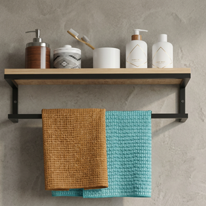 Wall Mounted <b>Bathroom</b> Shelf <b>Bathroom</b> <b>Storage</b> Rack <b>Bathroom</b> <b>Towel</b> Holder Metal <b>Bathroom</b> Shelf Wooden <b>Bathroom</b> Shelf - Product Image 3