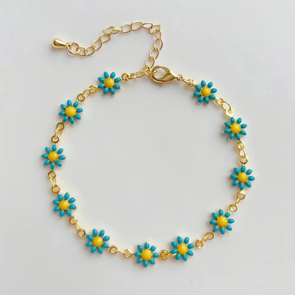 Handmade DIY Daisy Pig Nose Multilayer Stacked Turquoise stone Bracelet Bohemian Beaded Wholesale