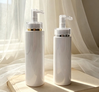 Flacon de shampooing vide rond en plastique PET blanc de luxe 200 ml 300 ml 500 ml, conteneur cosmétique de luxe avec pompe dorée pour lotion