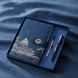 Set kotak hadiah notebook populer 2024 produk baru hadiah bisnis staf perusahaan dengan kustomisasi buku ritual tangan grosir