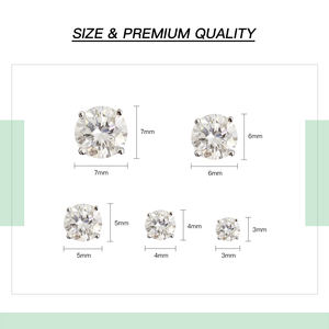 Klasik Rodyum Kaplama S925 Ayar Gümüş Stok Küpeler Lüks Yuvarlak VVS Moissanit Laboratuvarda Yetiştirilmiş Elmas Kadın Küpe - Product Image 2