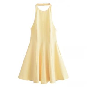 Spring New Women's Sweet Fashion-Waisted Backless <b>Halter</b> Neck Wide-Hem Short <b>Dress</b> - Product Image 5