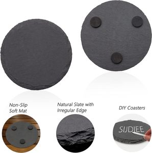 Nuevo Juego de Posavasos Personalizables de Pizarra Negra Moderna y Ecológica de 100 mm/4 Pulgadas, Marca Dormake, en Empaque a Granel - Product Image 5