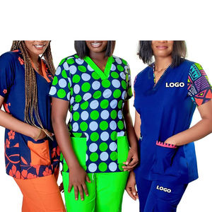 Dental Hospital Africa Style Krankens ch western Pflege uniformen Benutzer definierte 2 Stück Frauen Doktor Medical Scrub Ankara Krankens ch wester Scrub Sets <span class=keywords><strong>Uniform</strong></span> - Product Image 4