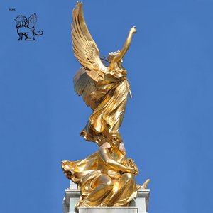 Grande sculpture d'ange en laurier doré en métal pour jardin extérieur, sculpture <span class=keywords><strong>de</strong></span> <span class=keywords><strong>déesse</strong></span> <span class=keywords><strong>grecque</strong></span> <span class=keywords><strong>de</strong></span> <span class=keywords><strong>la</strong></span> victoire en bronze - Product Image 2