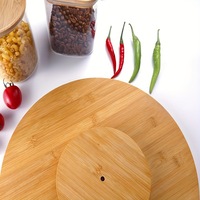 Natürlicher Bambus-Küchendrehteller, Runder Holz-Bambus-Drehteller, Lazy Susan Serviertablett