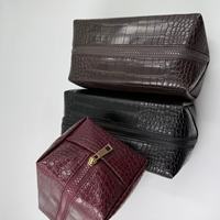 Sac de toilette imperméable en PU à motif crocodile pour femmes, pochette de rangement pour cosmétiques, sac de voyage pour maquillage